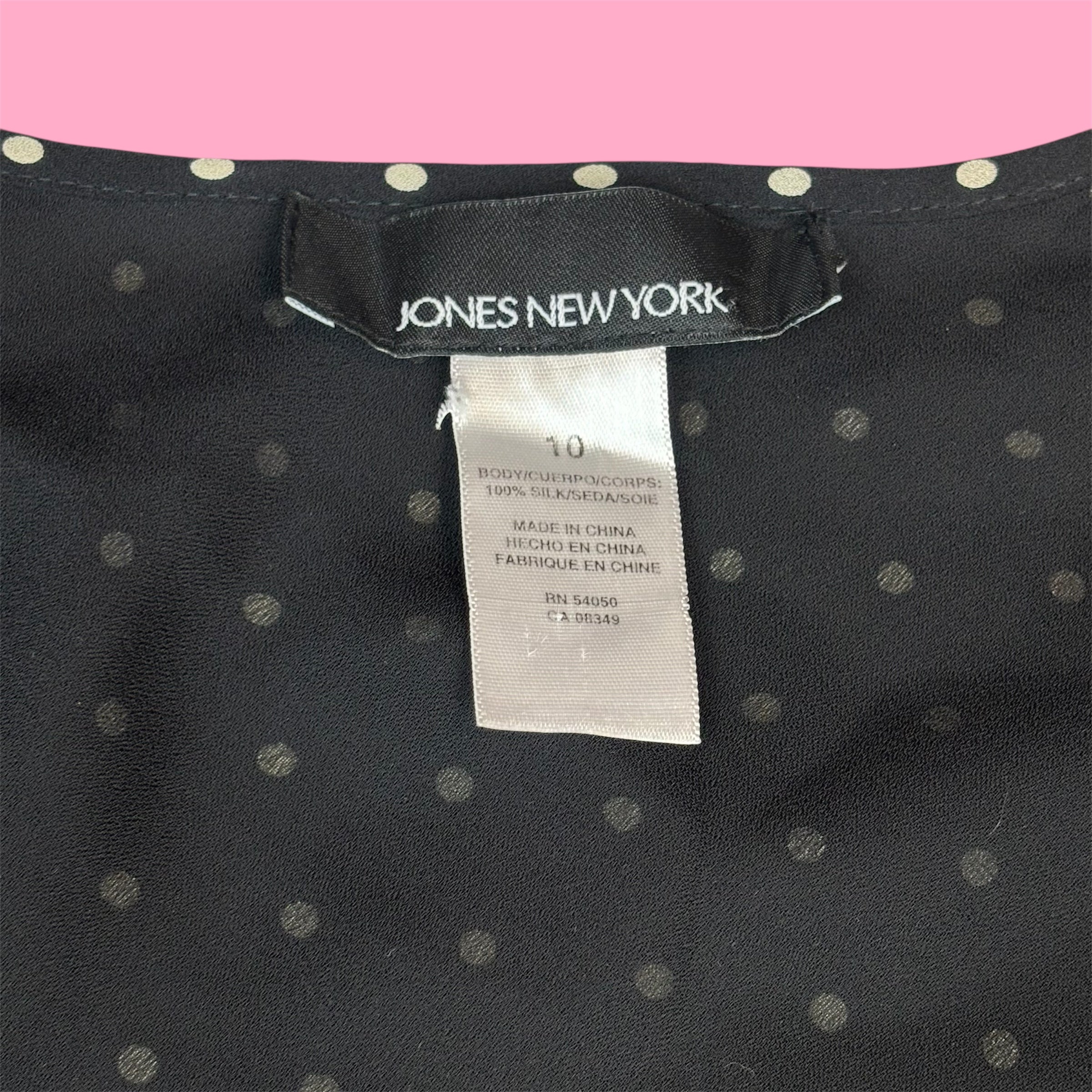 Jones New York 100% Silk Polka Dot Blouse