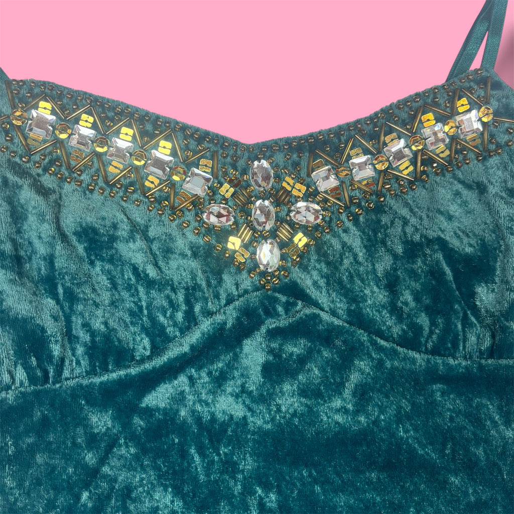 2000s Pliocene Velvet Embellished Tank Top + Bolero