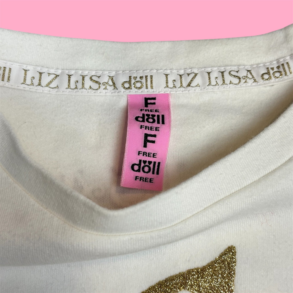 VTG Liz Lisa Doll 2nd Anniversary Glitter Graphic Baby Tee