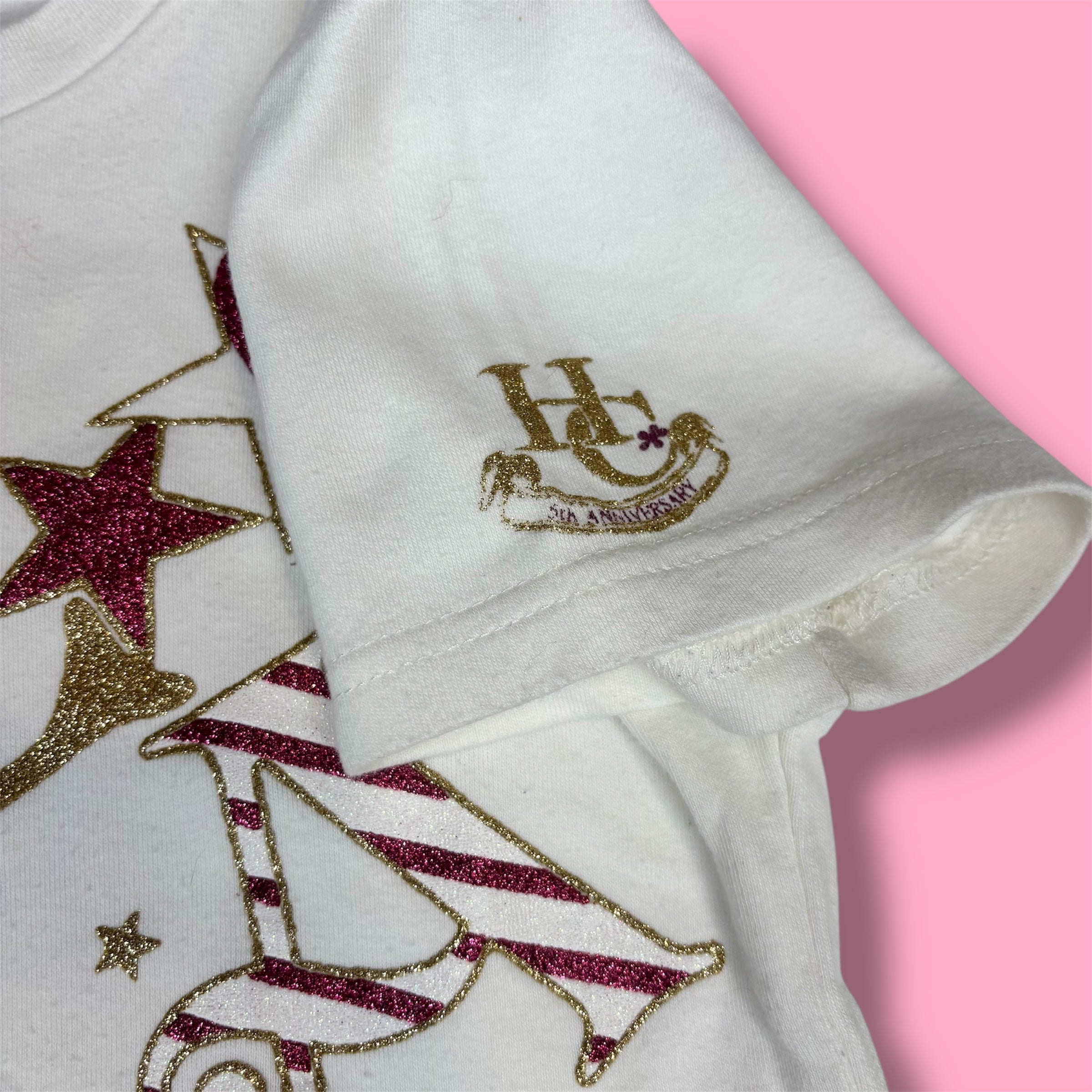 VTG Liz Lisa Doll 2nd Anniversary Glitter Graphic Baby Tee