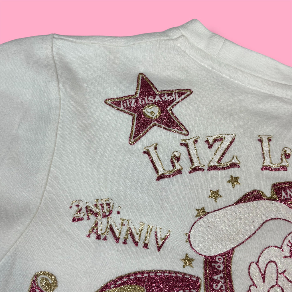 VTG Liz Lisa Doll 2nd Anniversary Glitter Graphic Baby Tee