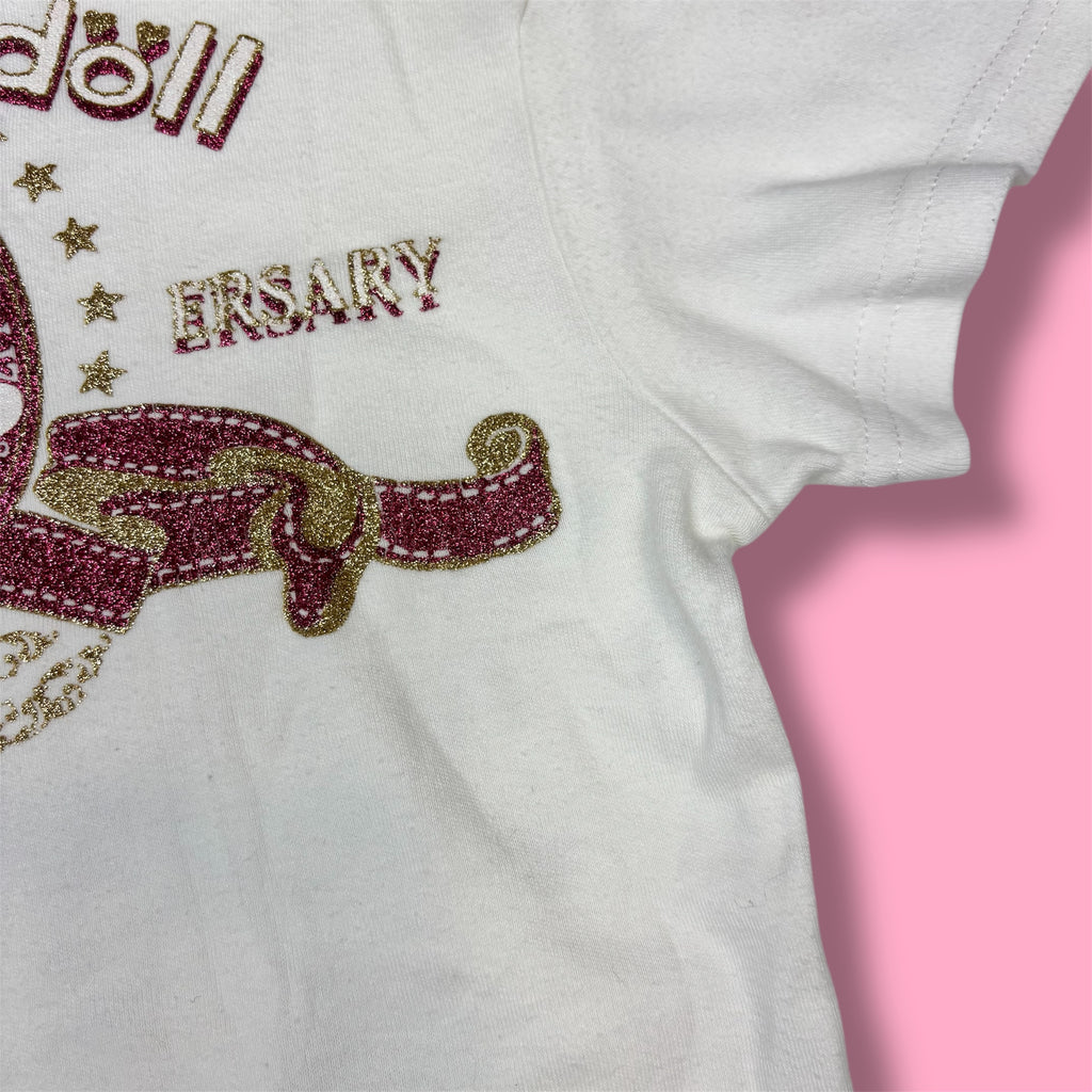 VTG Liz Lisa Doll 2nd Anniversary Glitter Graphic Baby Tee