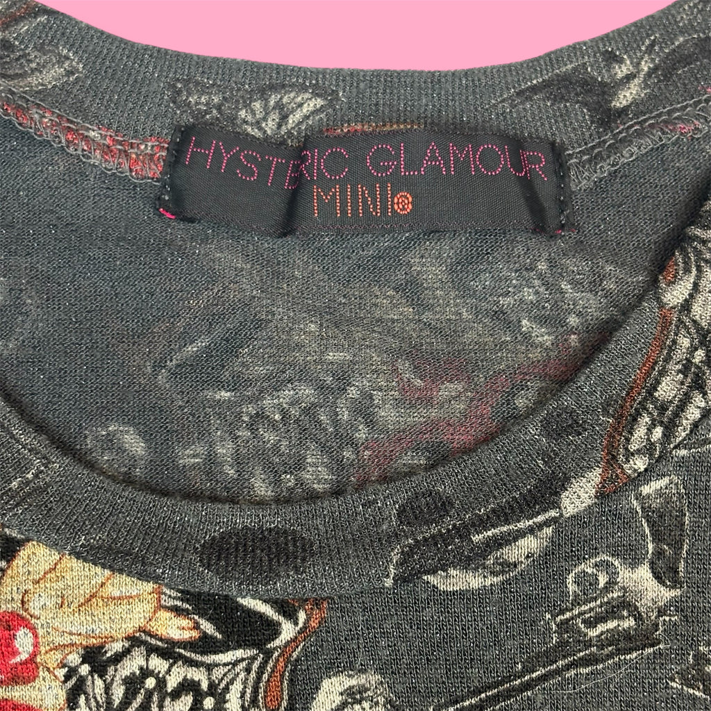 Hysteric Glamour Mini Micromesh Cyber-Grunge Graphic Baby Tee