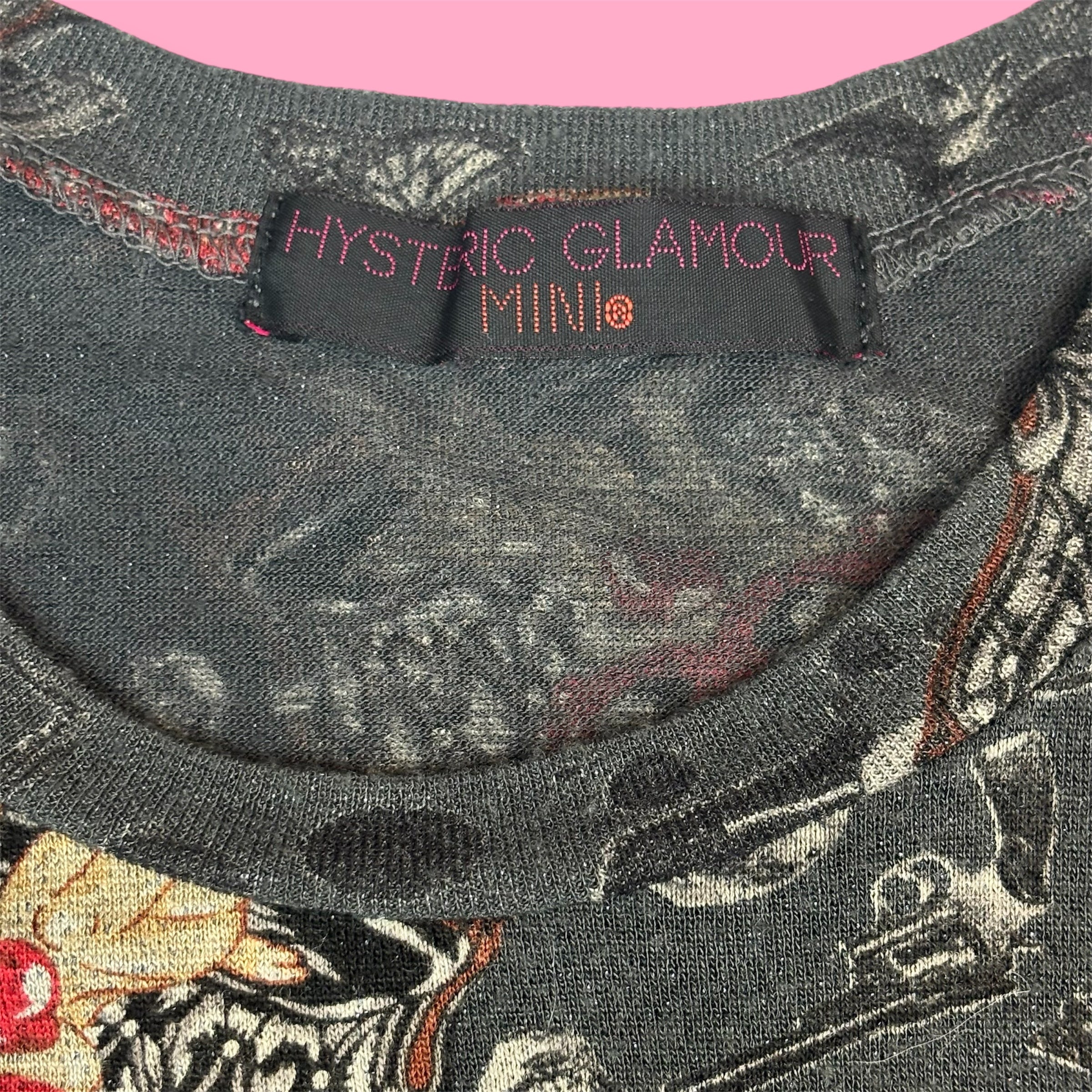 Hysteric Glamour Mini Micromesh Cyber-Grunge Graphic Baby Tee