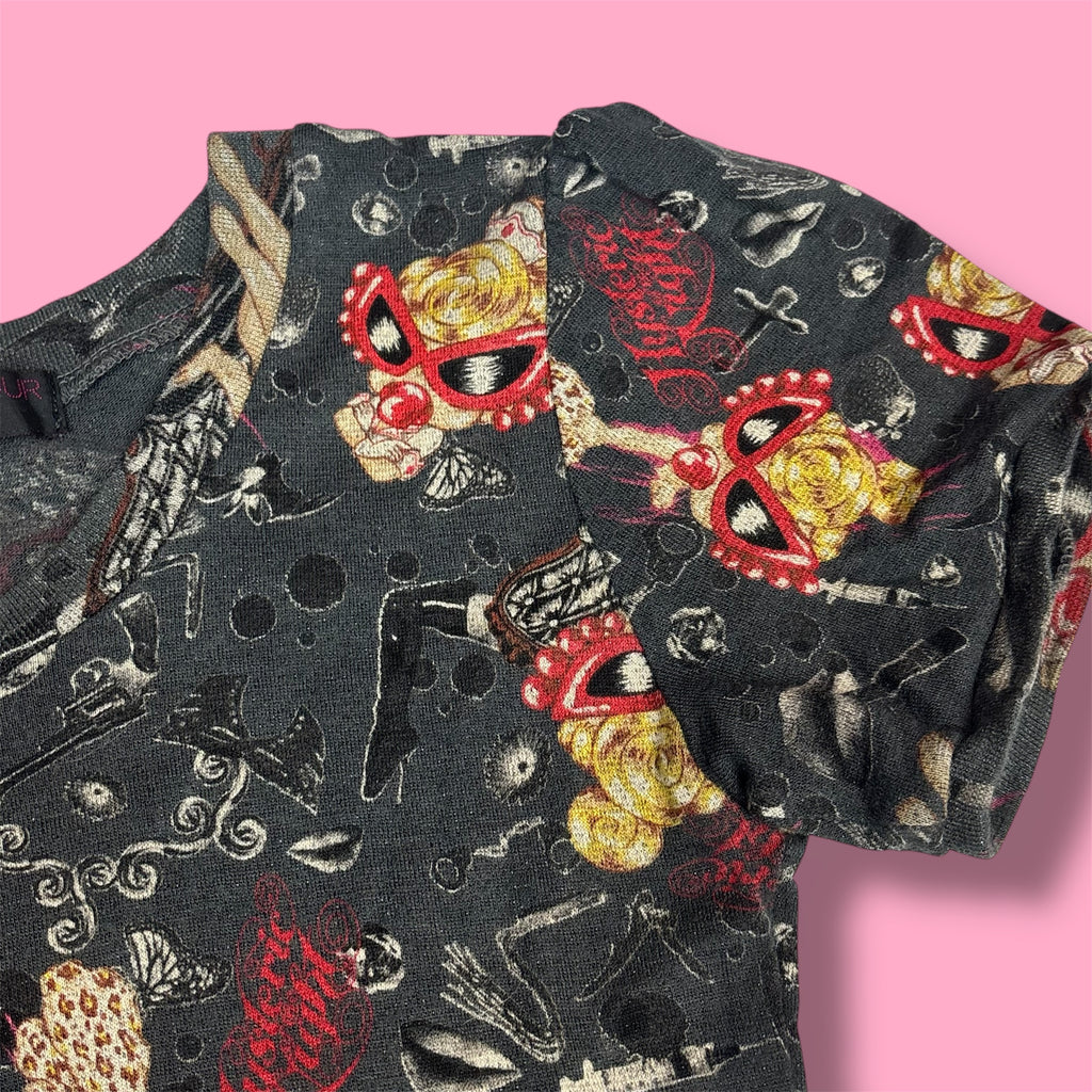 Hysteric Glamour Mini Micromesh Cyber-Grunge Graphic Baby Tee