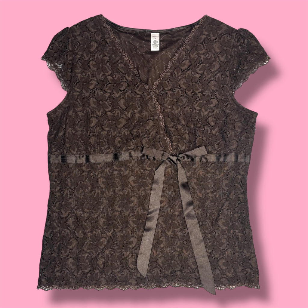 2000s Merona Lace Coquette Babydoll Top