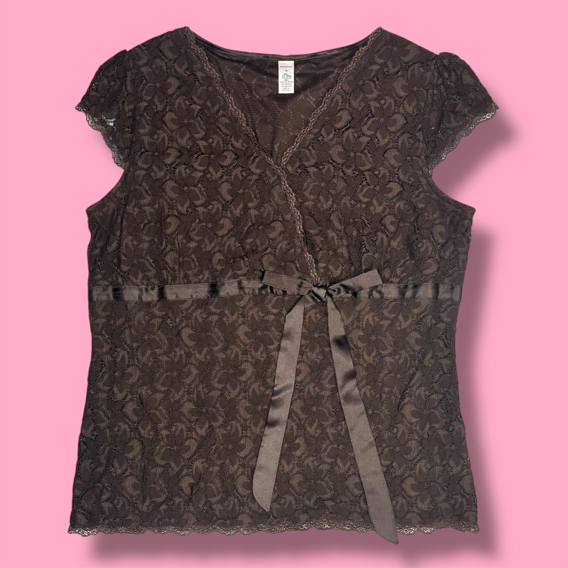 2000s Merona Lace Coquette Babydoll Top