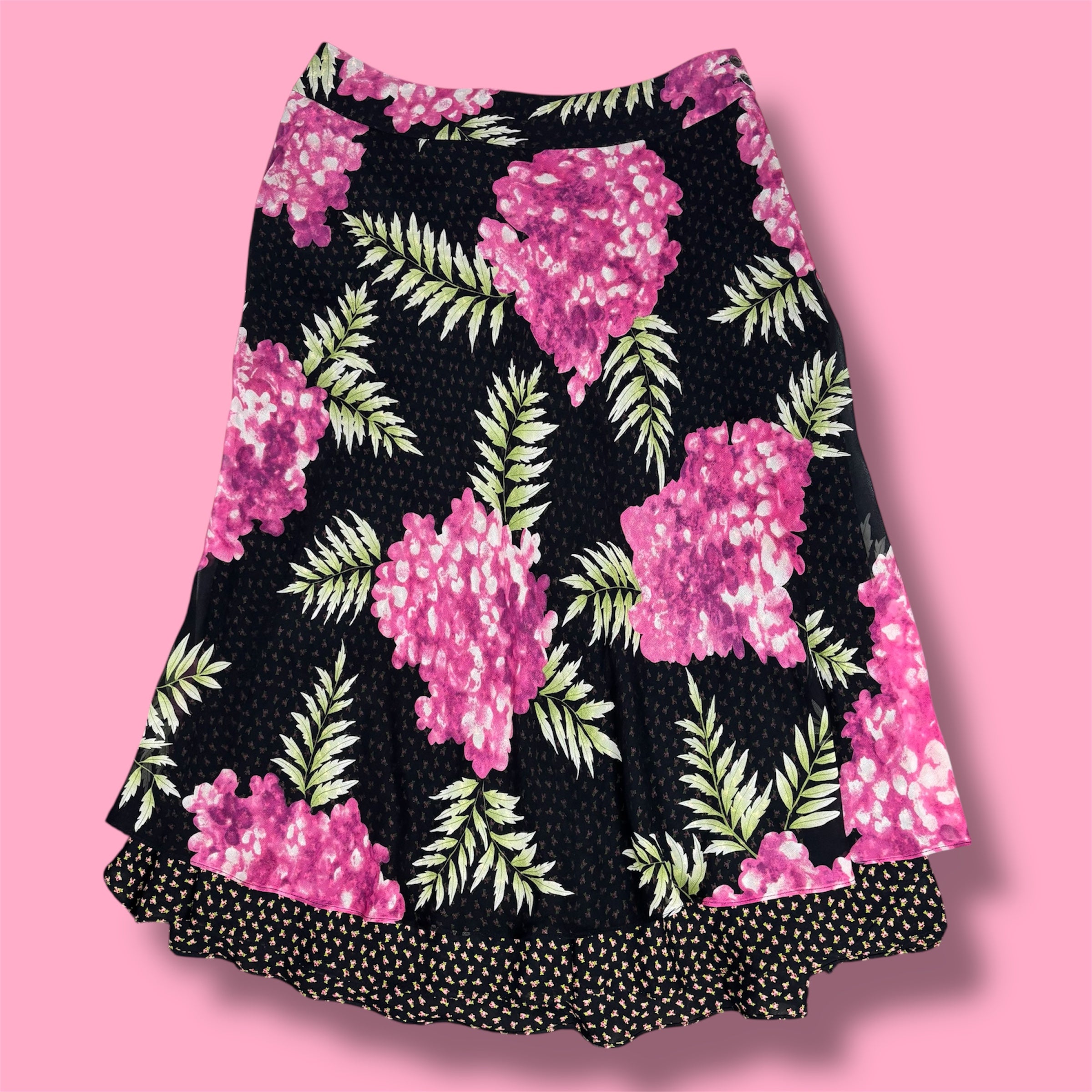 Jones New York 100% Silk Floral Layered Midi Skirt