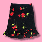 VTG Floral Ruffle Hem Midi Skirt