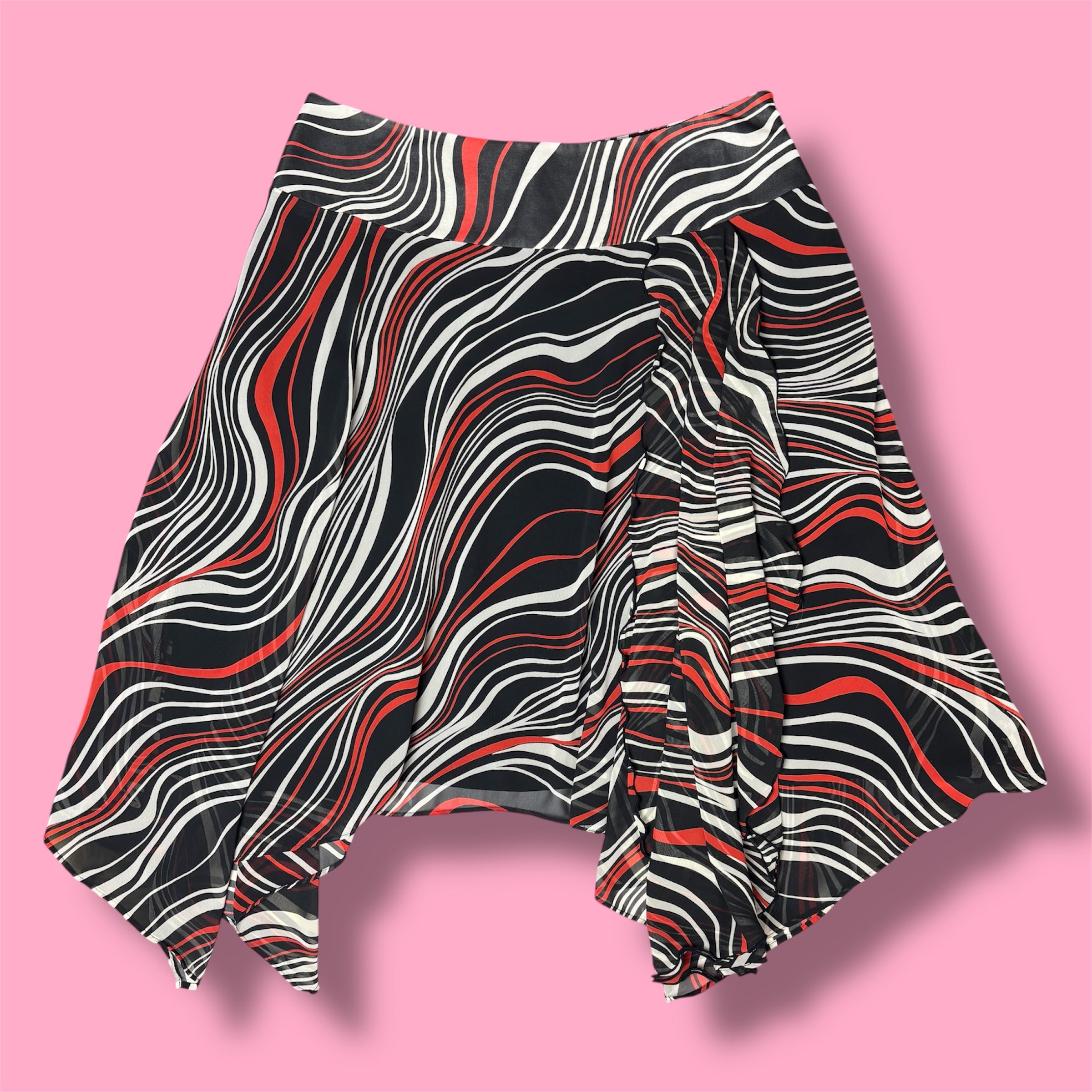 2000s Josephine Chaus Wavy Asymmetric Midi Skirt
