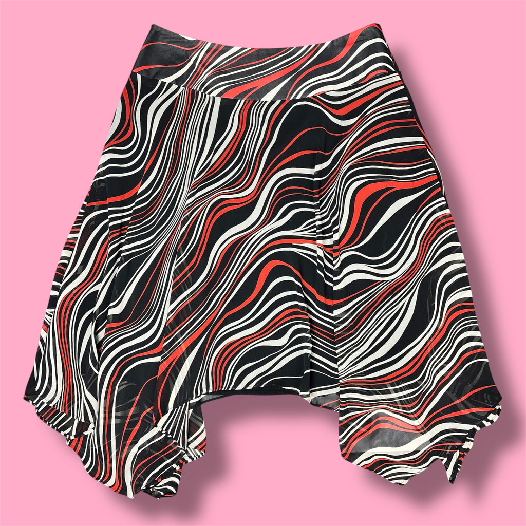 2000s Josephine Chaus Wavy Asymmetric Midi Skirt