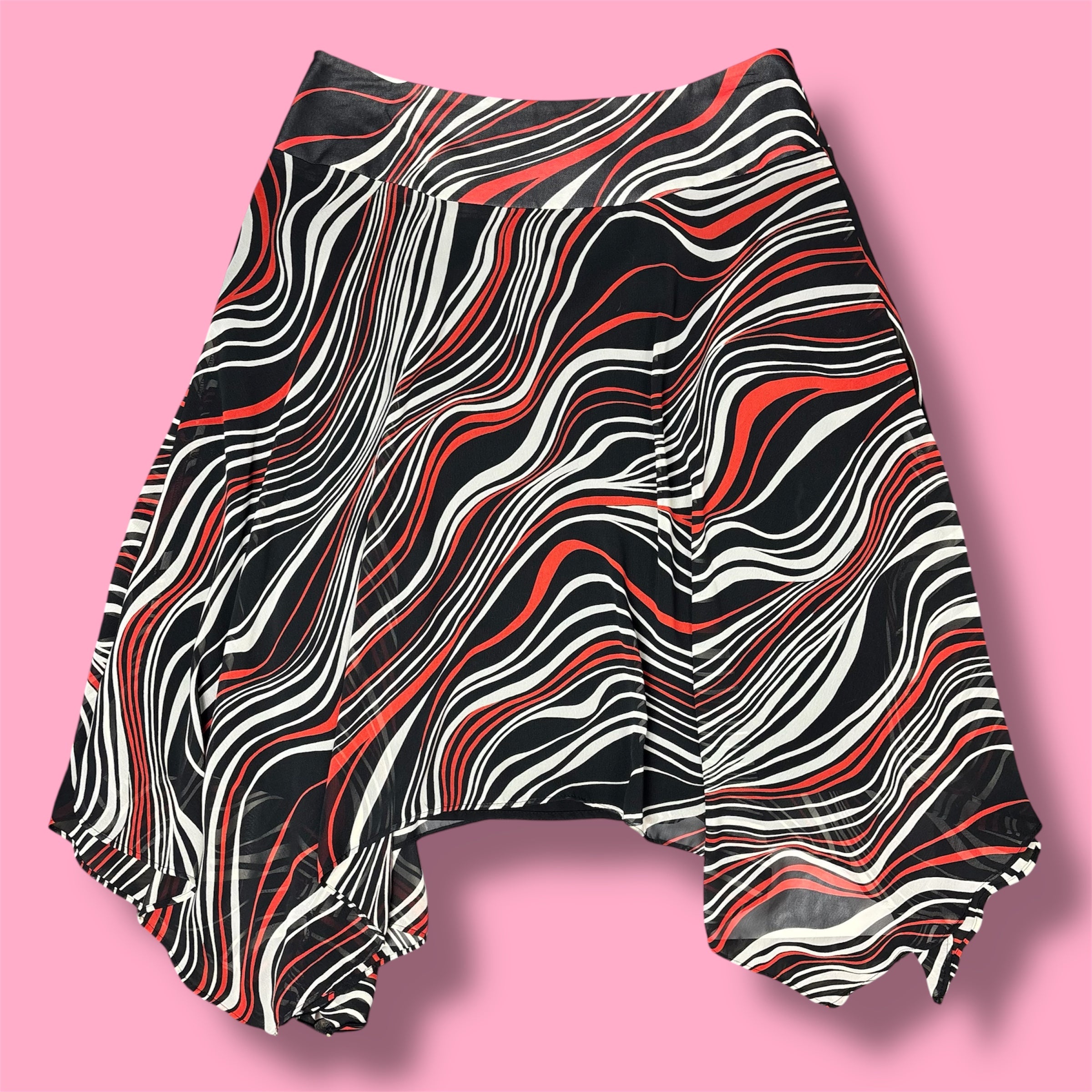 2000s Josephine Chaus Wavy Asymmetric Midi Skirt