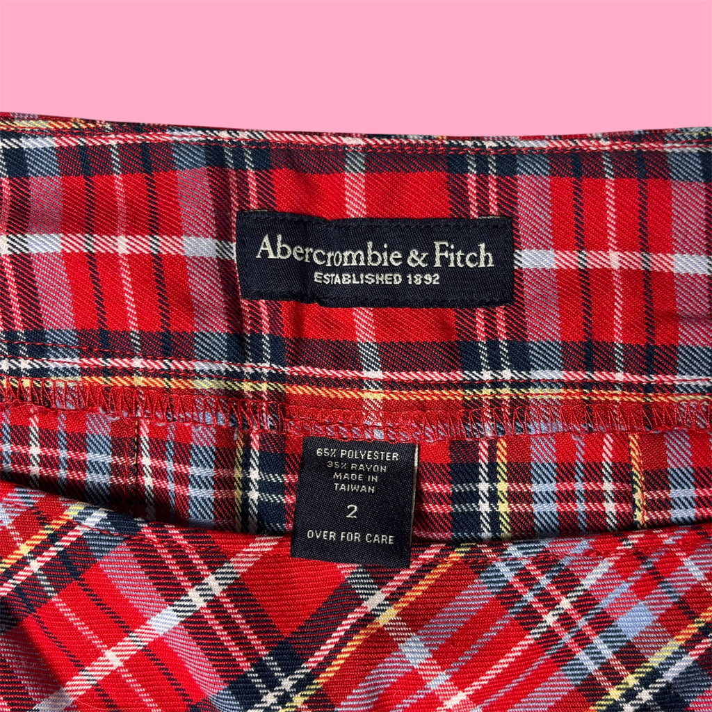 VTG Abercrombie Red Tartan Plaid Mini Skirt