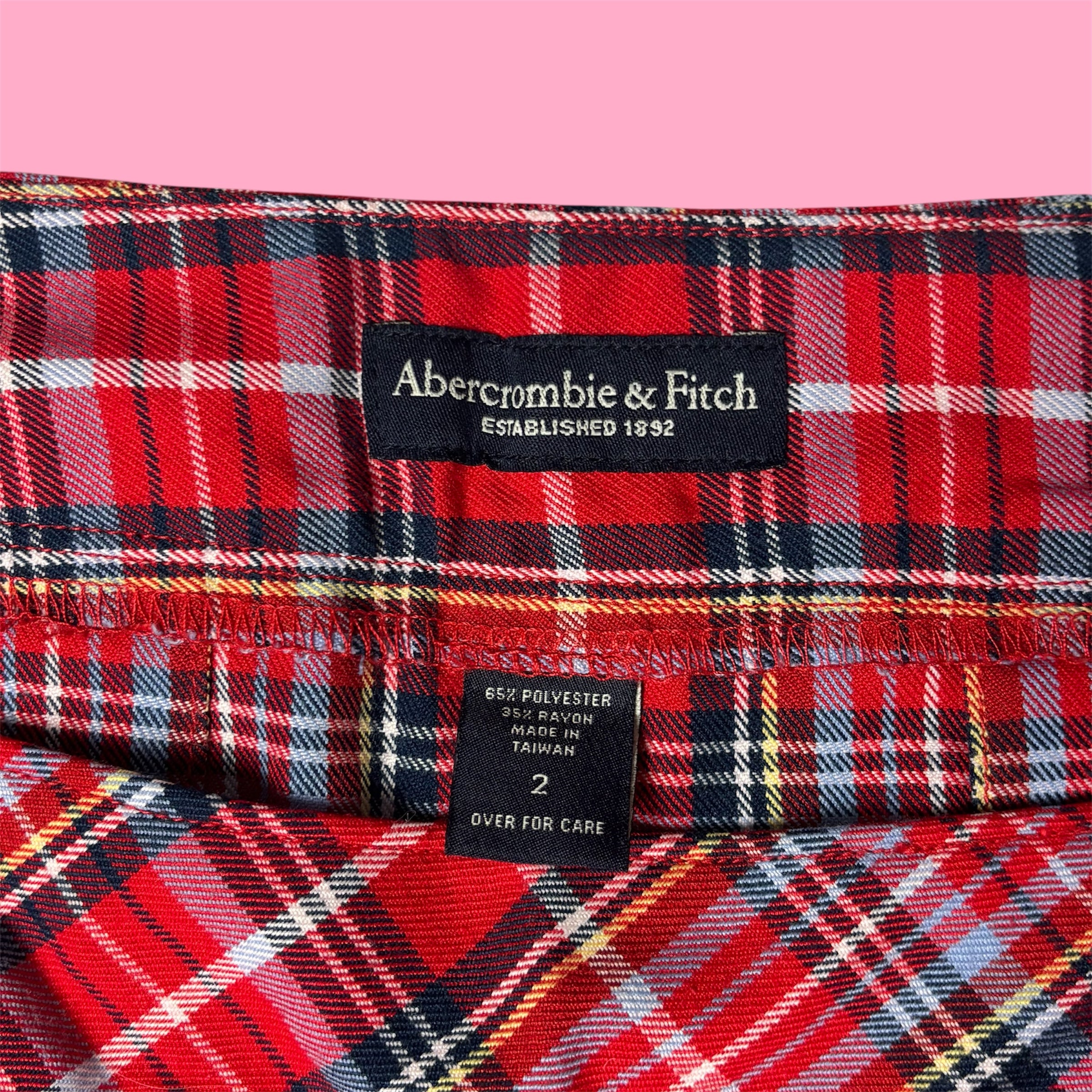 VTG Abercrombie Red Tartan Plaid Mini Skirt