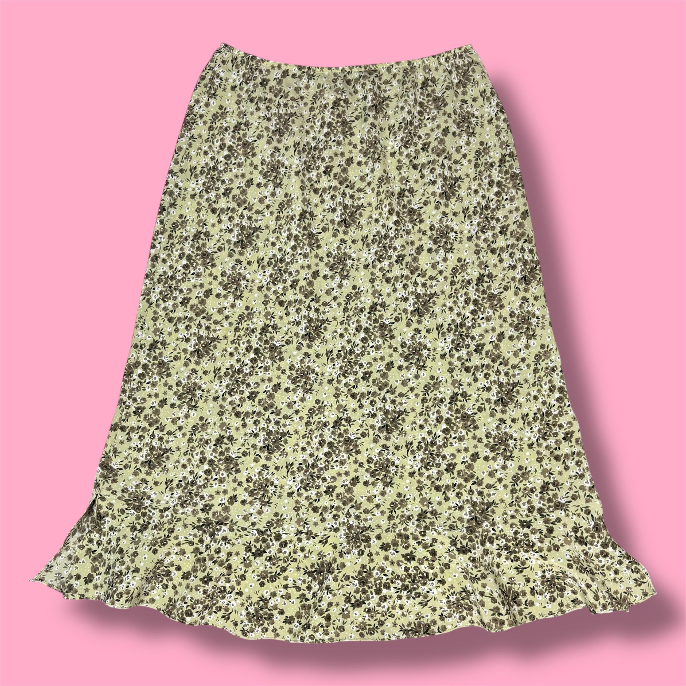 VTG Myo Floral Ruffle Hem Midi Skirt