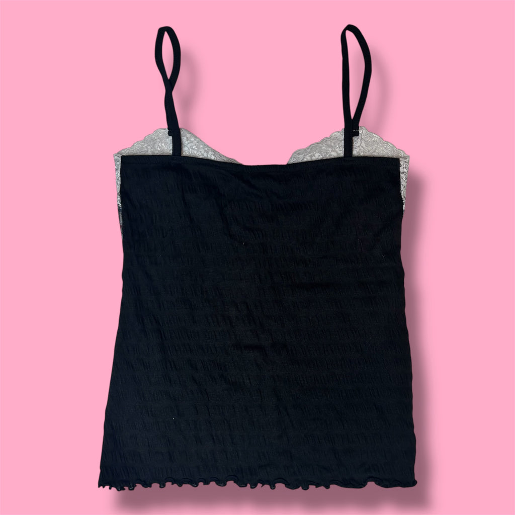2000s Joky Gal Lace Floral Mesh Lined Camisole