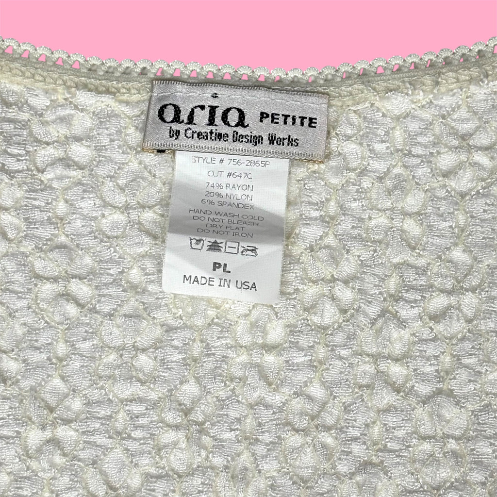 2000s Aria Popcorn Knit 3/4 Sleeve Top