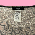 2000s MSK Patterned Glitter Wrap Top with Bell Sleeves