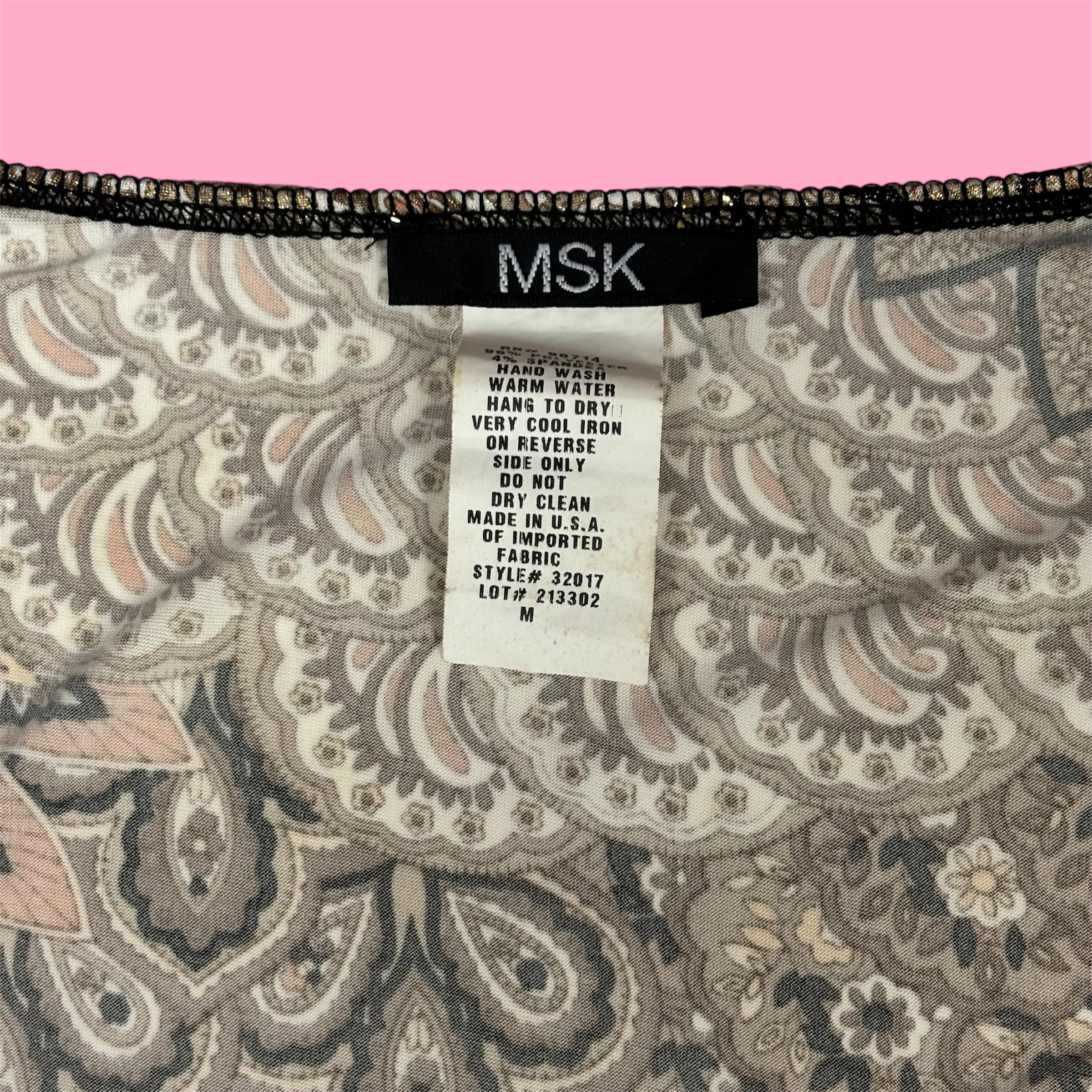 2000s MSK Patterned Glitter Wrap Top with Bell Sleeves