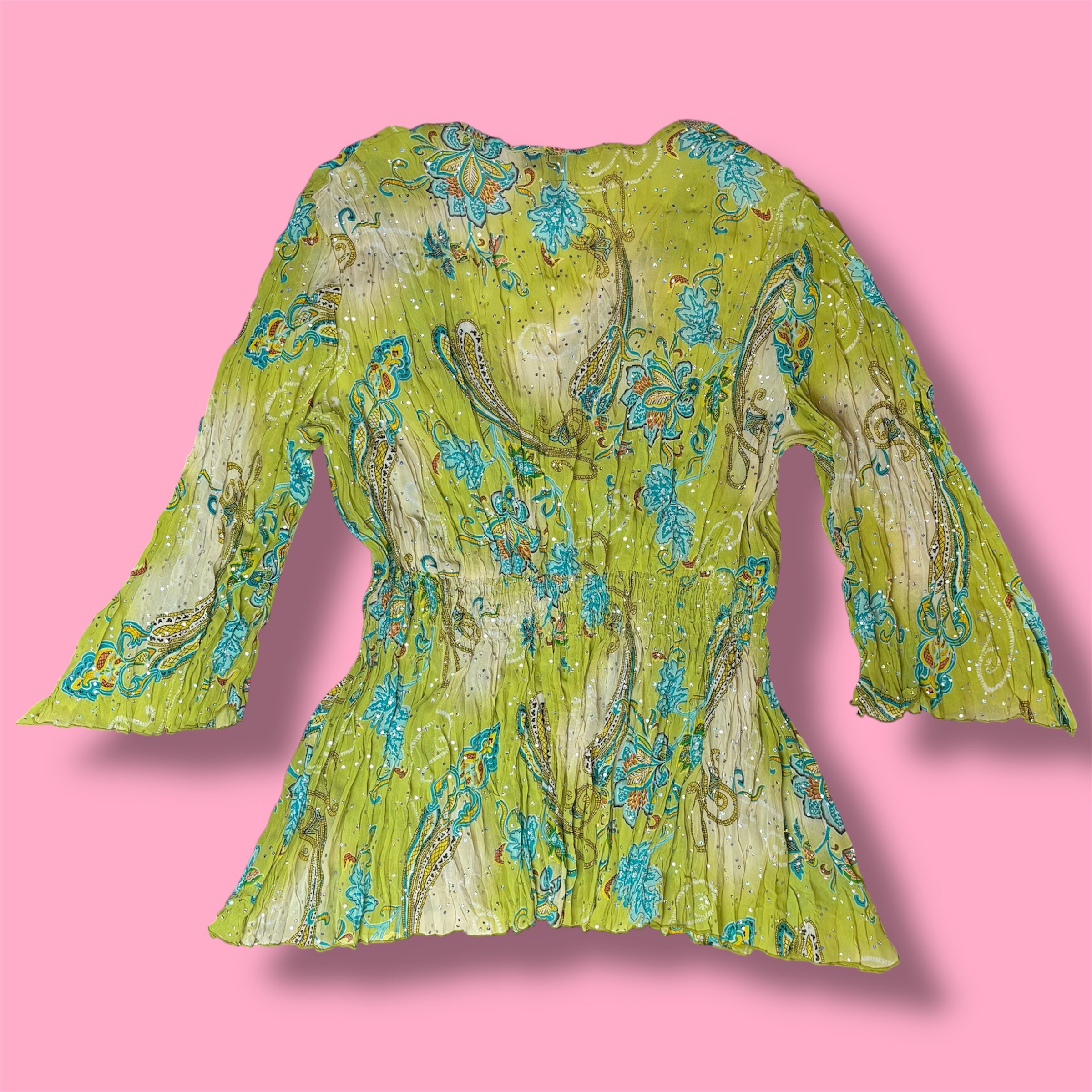 2000s Essentials by Milano Crinkled Paisley Sequin Top
