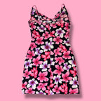 2000s PerSeption Cowl Neck Floral Mini Dress