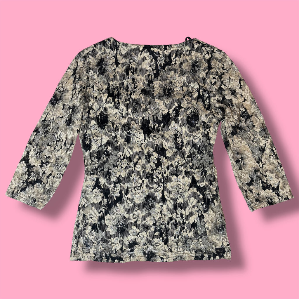 2000s Wrapper Floral Full Lace Top