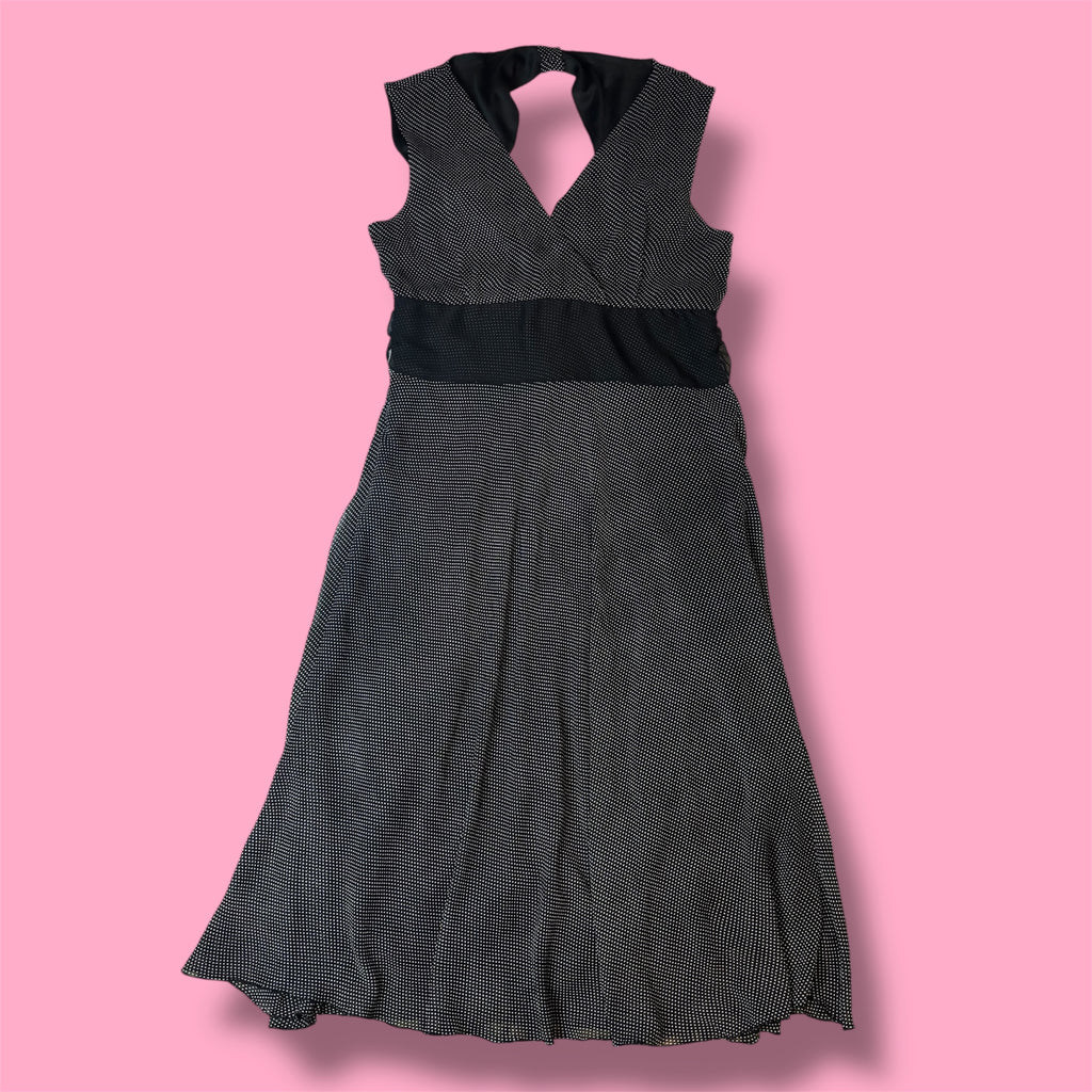 Jonathan Martin Polka Dot Halter Fit & Flare Midi Dress