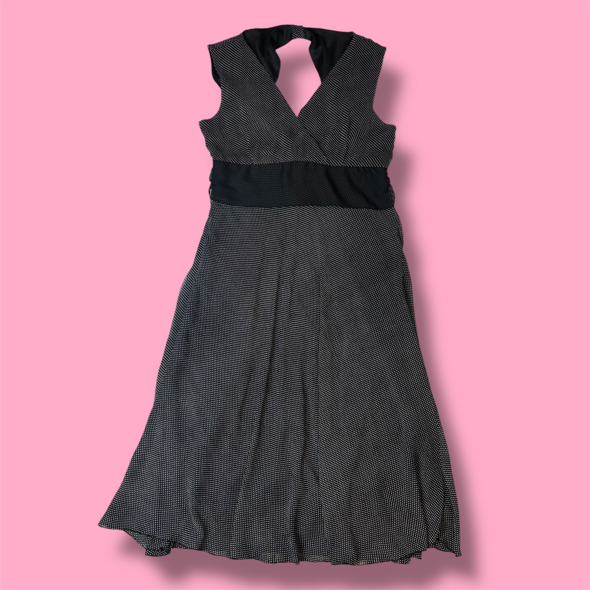 Jonathan Martin Polka Dot Halter Fit & Flare Midi Dress