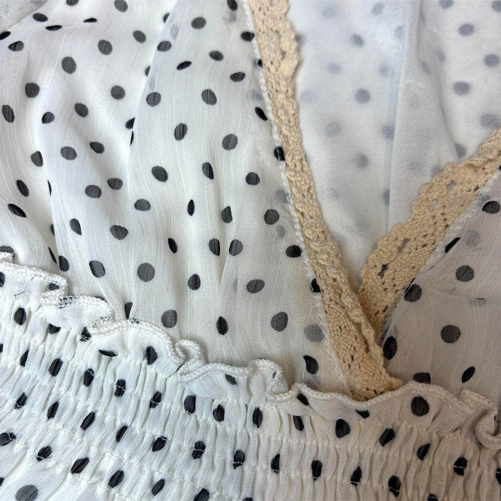 2000s Display Paris Polka Dot Crochet Top