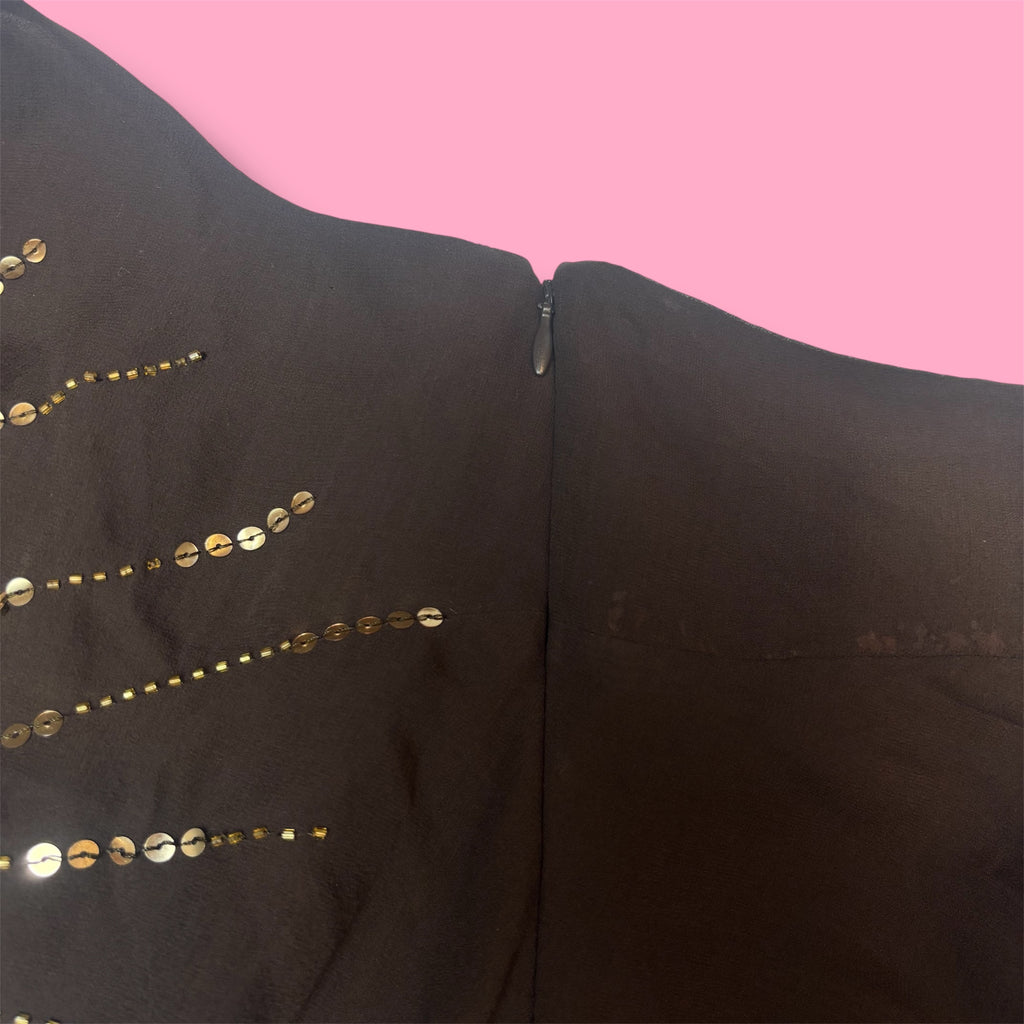 BCBG Silk Fairycore Embellished Halter Dress