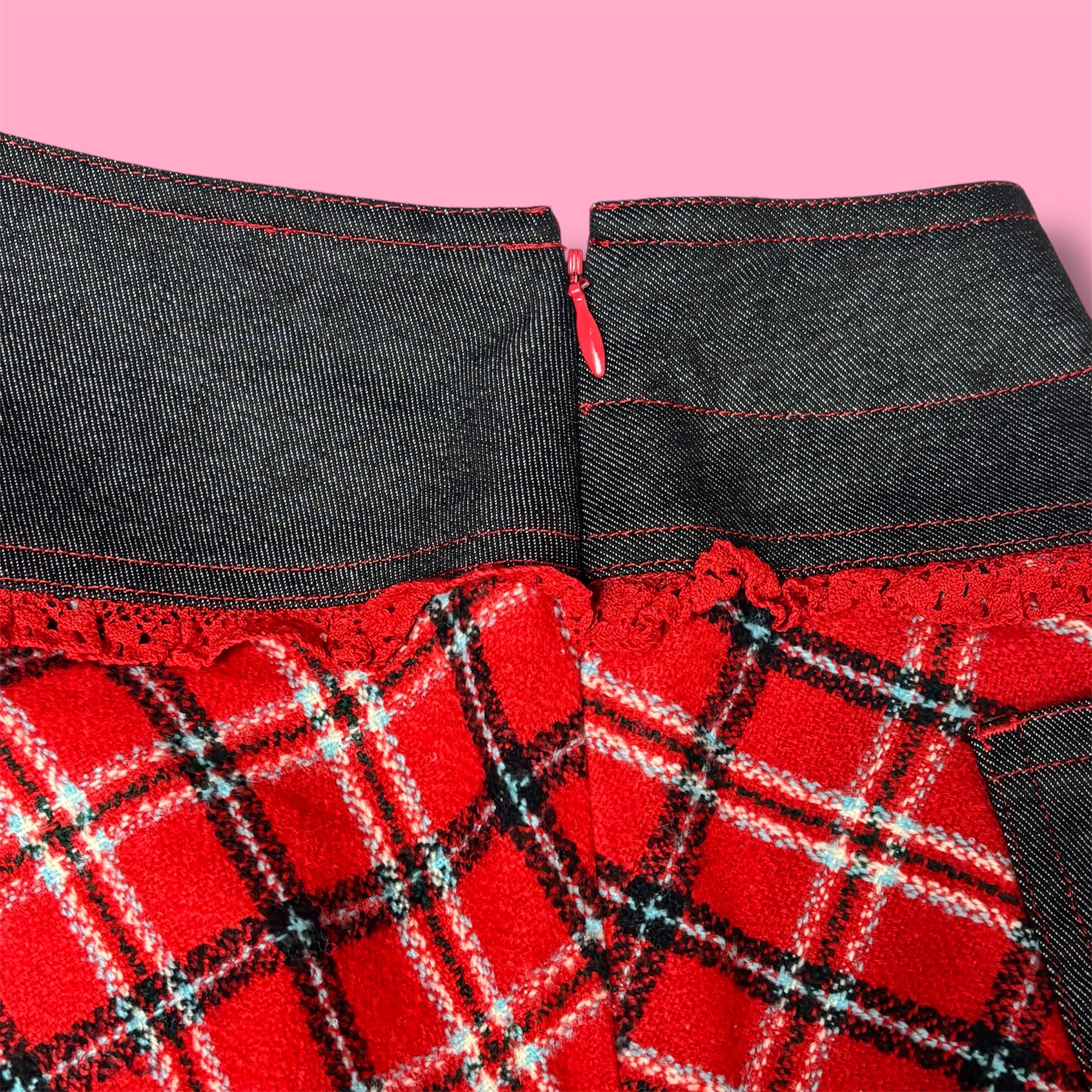 VTG Mezzo Piano Lace Up Denim Skirt