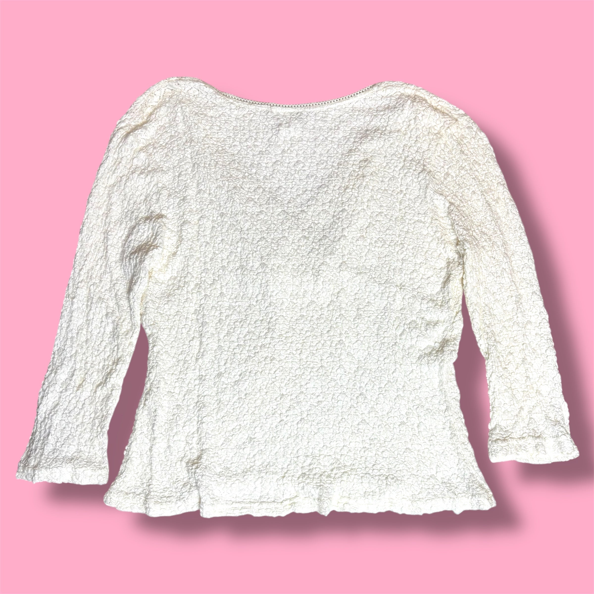 2000s Aria Popcorn Knit 3/4 Sleeve Top