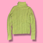 2000s Jeanne Pierre Beaded Cable-Knit Turtleneck Sweater
