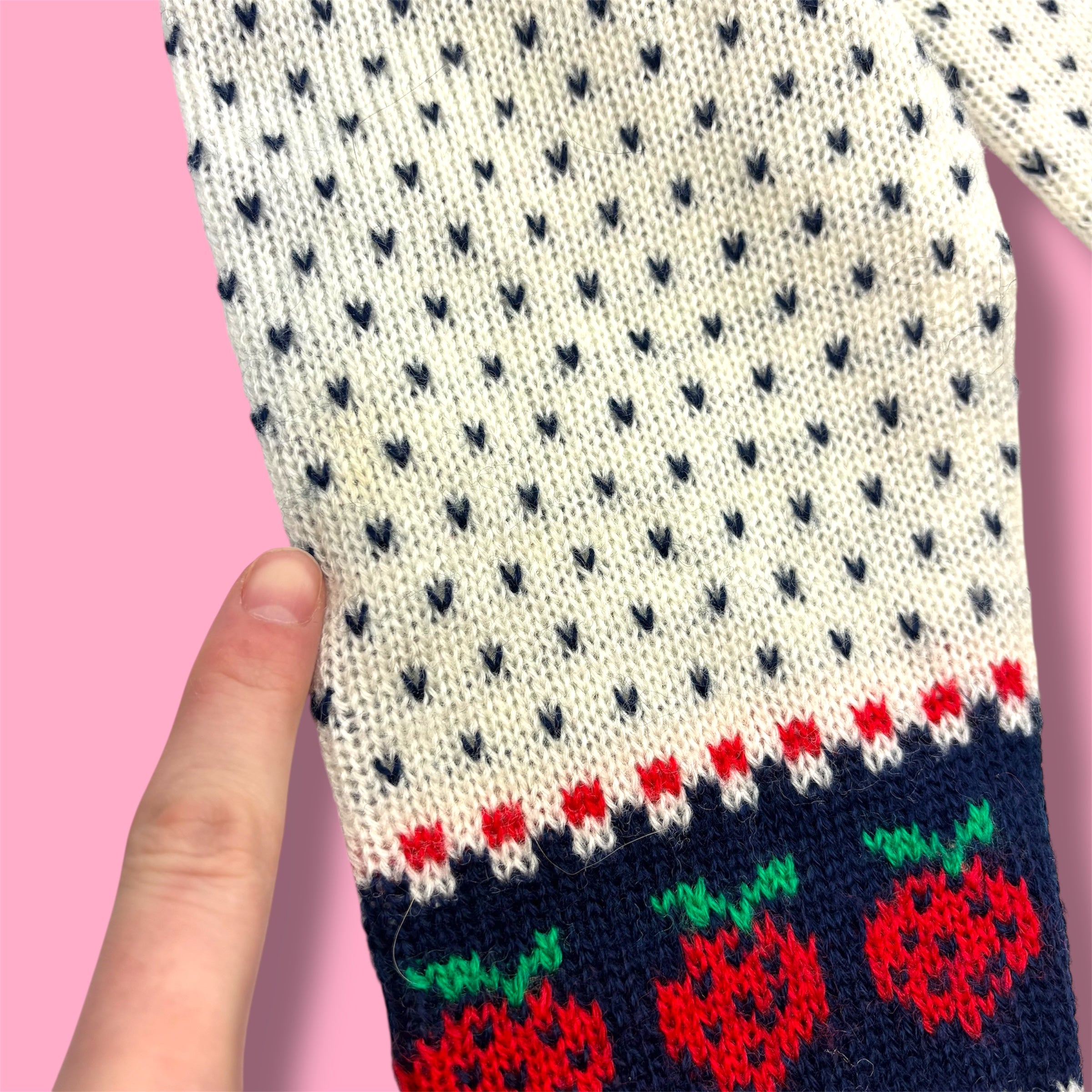 VTG Jean Phillippe Strawberry Knit Henley Sweater
