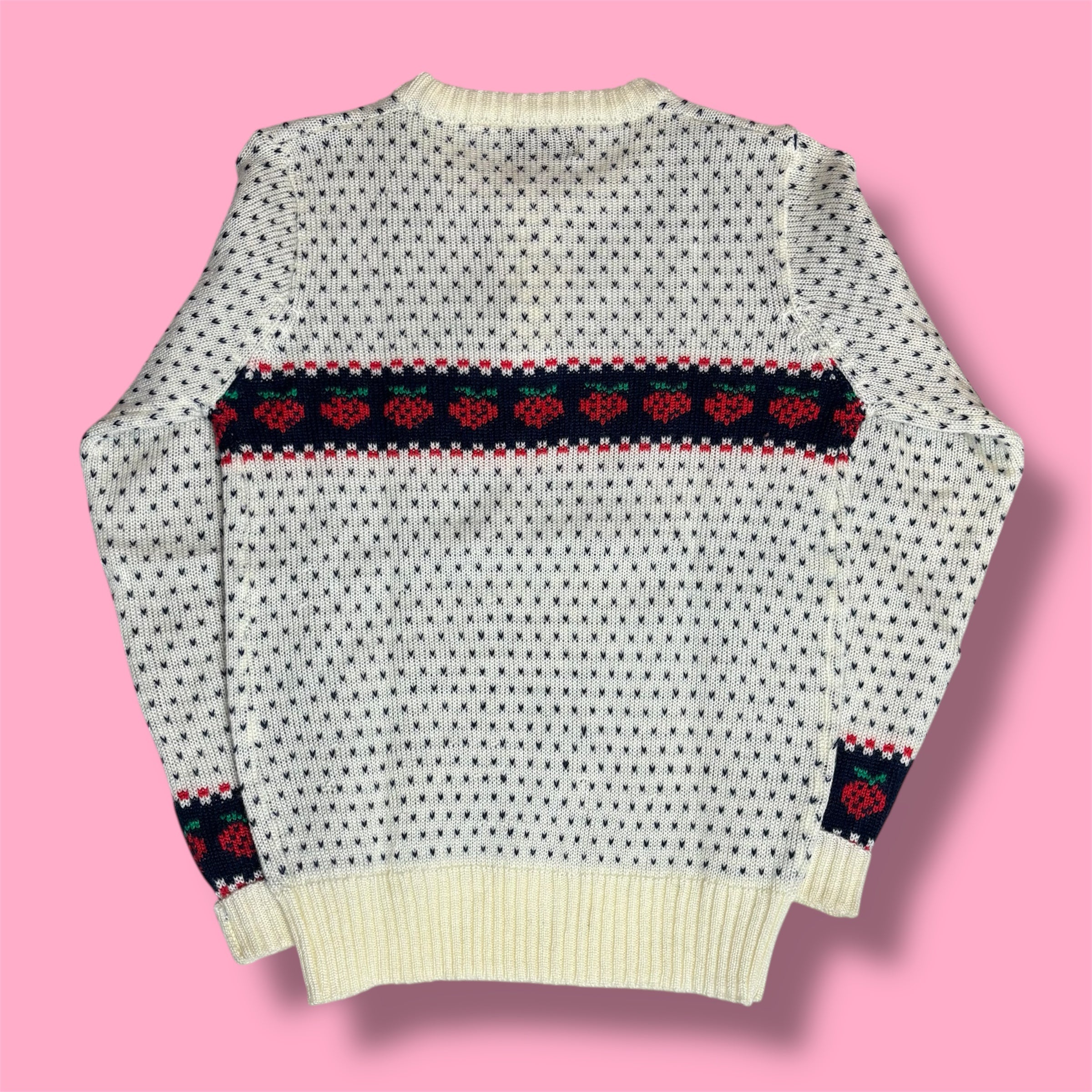 VTG Jean Phillippe Strawberry Knit Henley Sweater