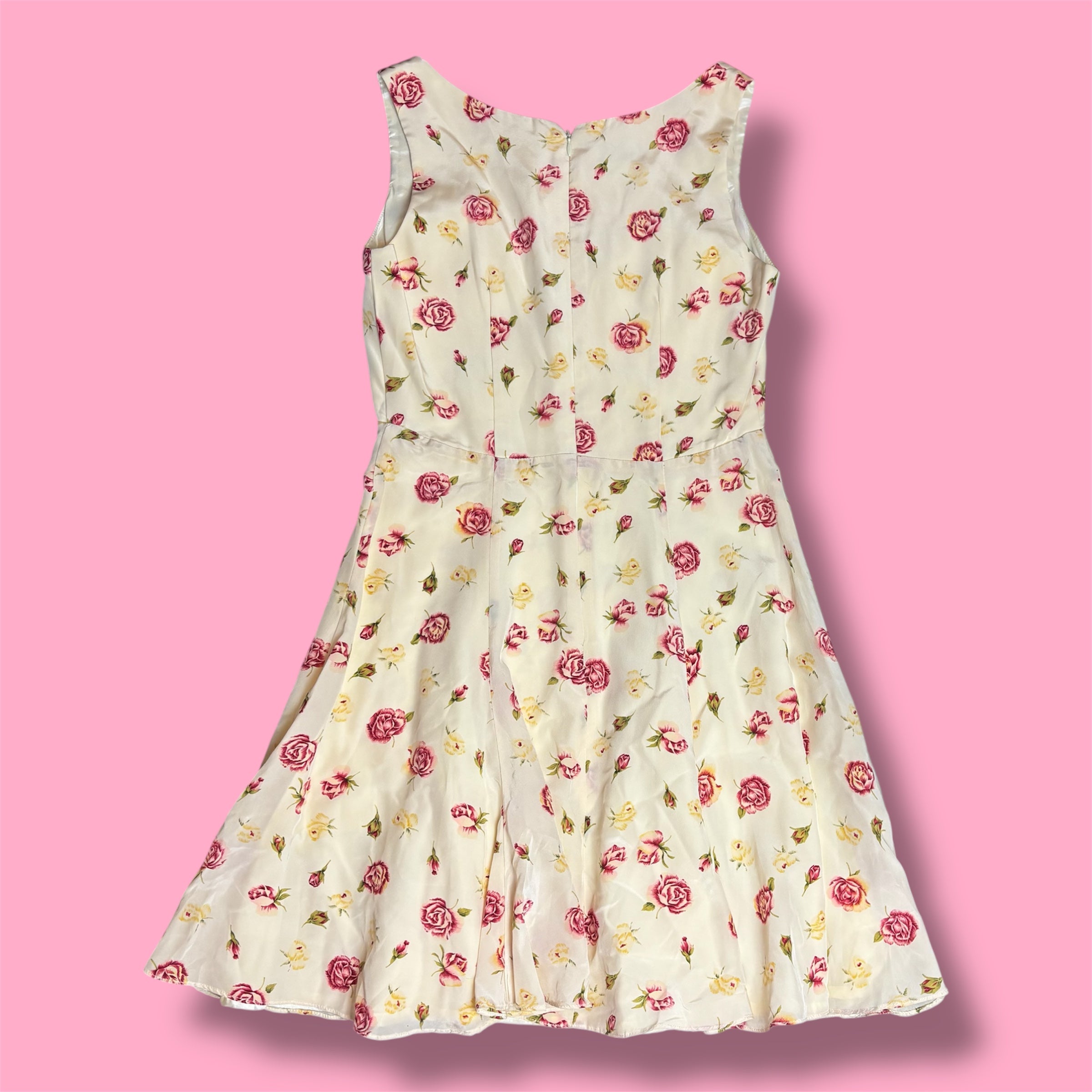 VTG Knit Wit Silk Floral Fit and Flare Dress