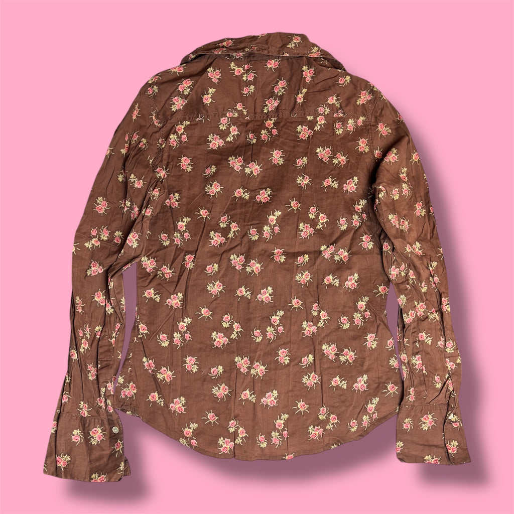 2000s Lucky Brand Floral Button Up Shirt