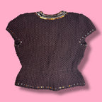 Bebe Sequin Trim Chunky Knit Tie-Up Bolero