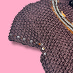 Bebe Sequin Trim Chunky Knit Tie-Up Bolero