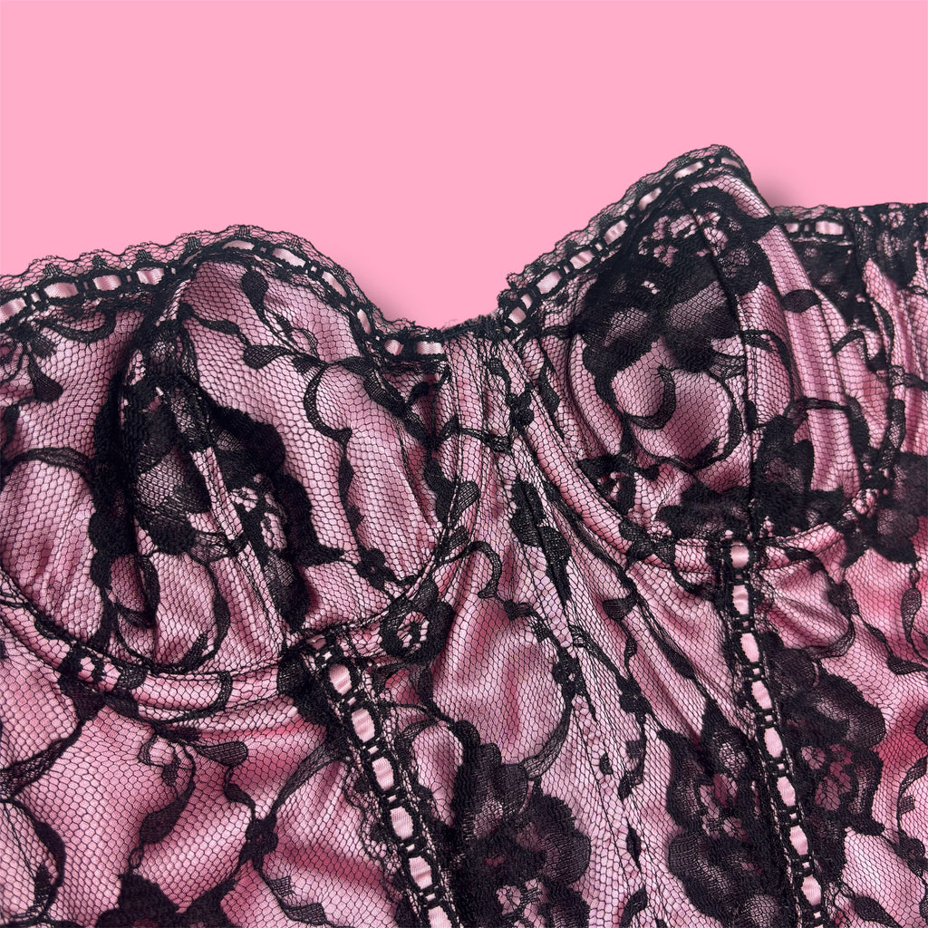 VTG Fredricks Of Hollywood Pink Lace Corset