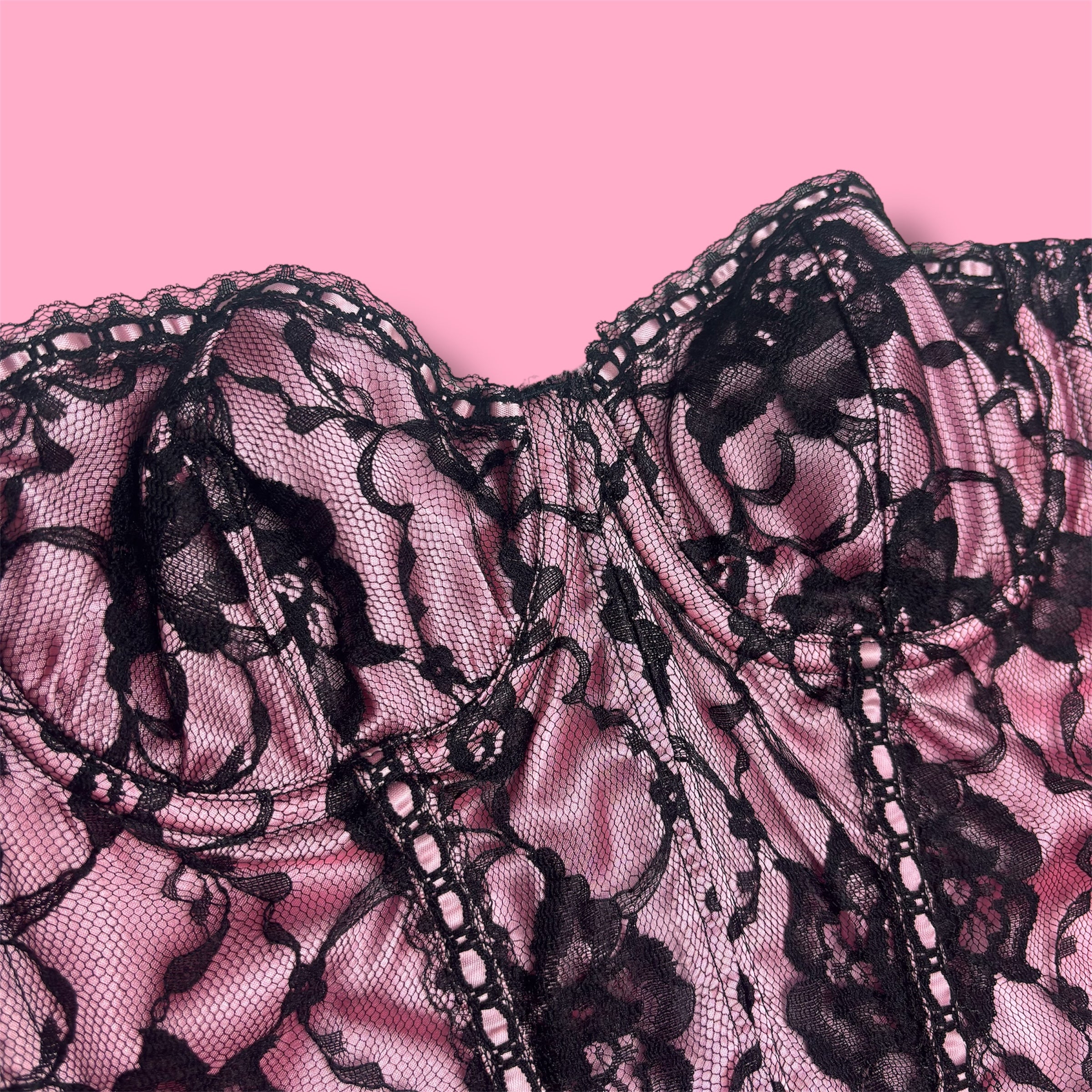 VTG Fredricks Of Hollywood Pink Lace Corset
