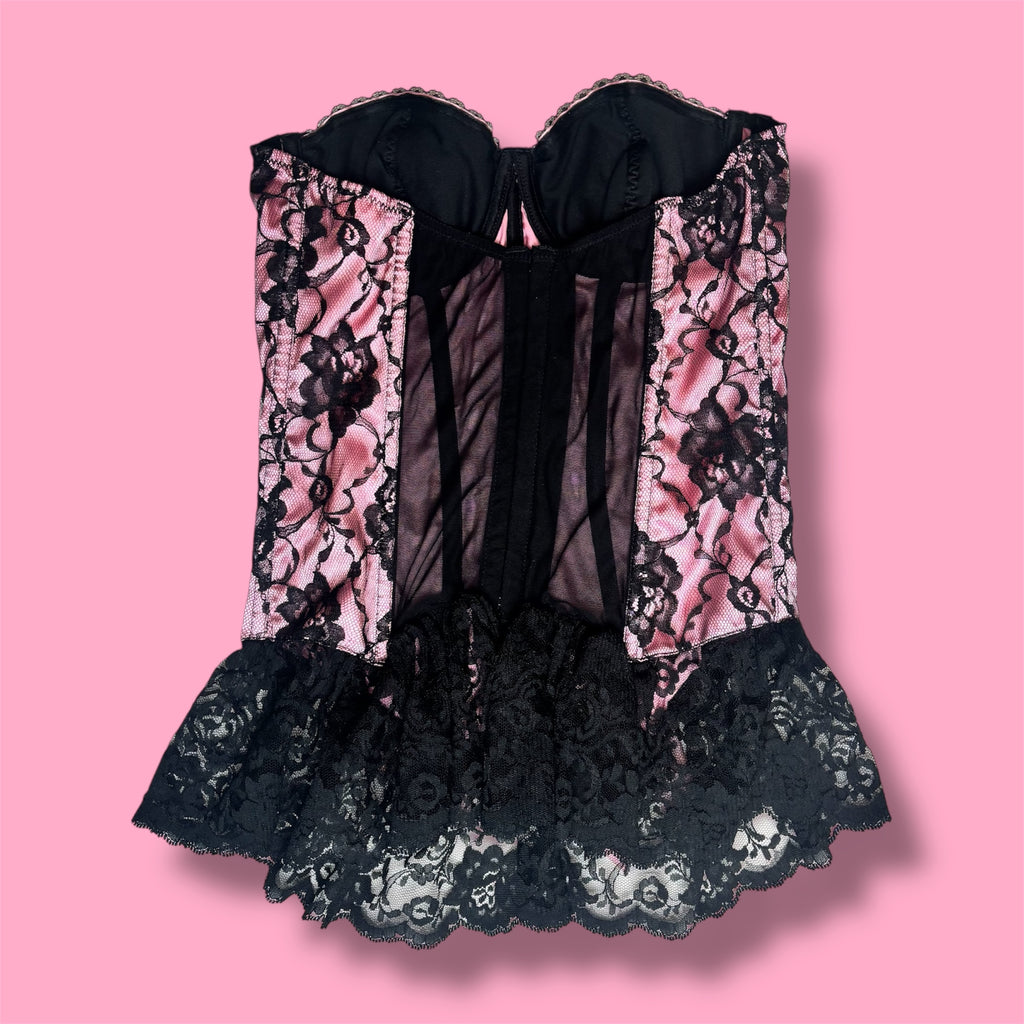 VTG Fredricks Of Hollywood Pink Lace Corset